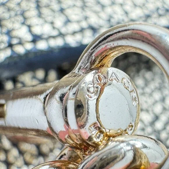 Coach Metallic Gold Pebble Leather Swagger Clutch Crossbody Chain Strap Turnlock - Picture 16 of 16